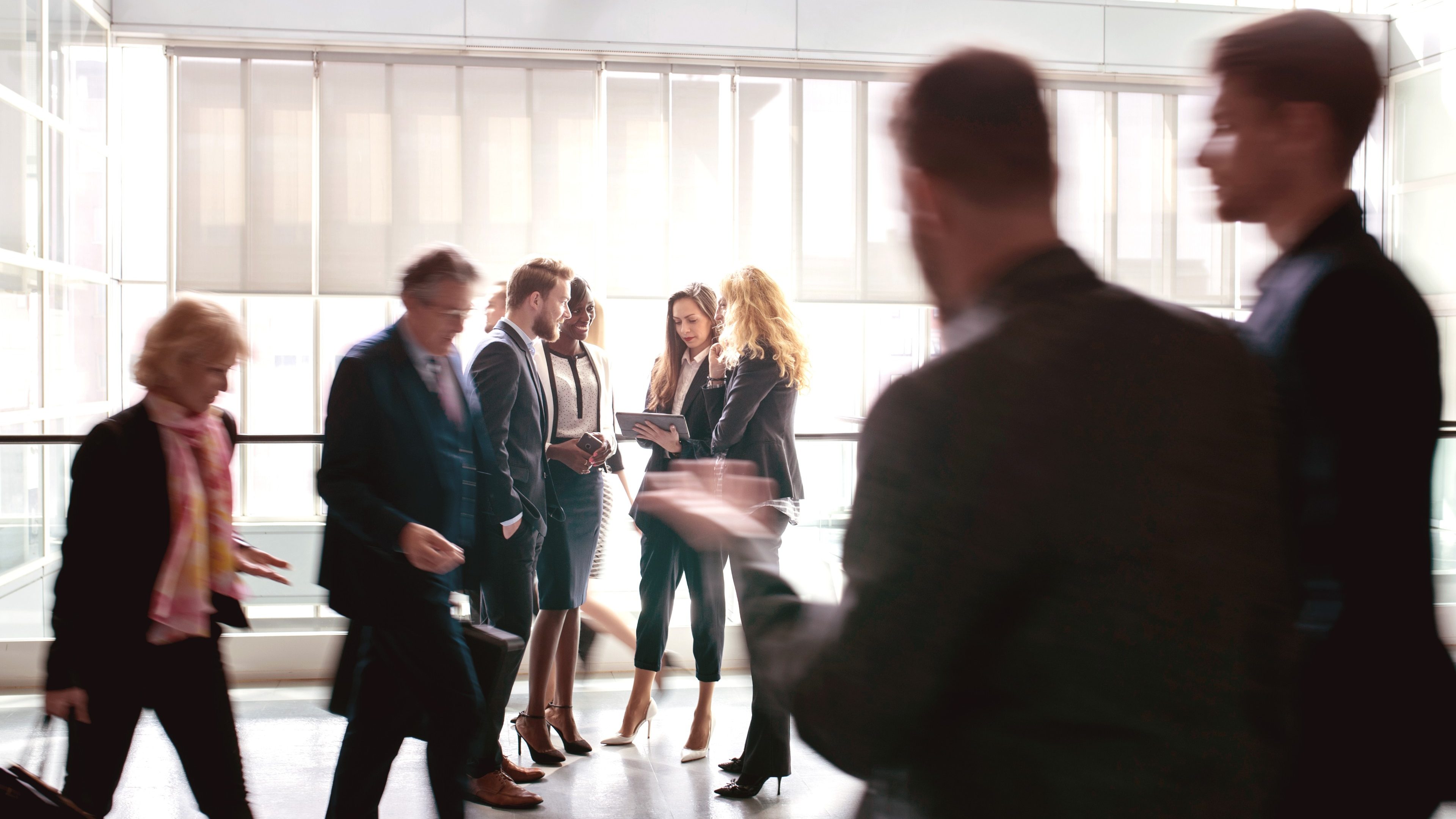 Side view of businesspeople working in the office